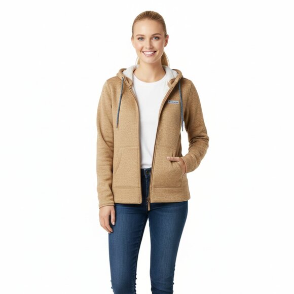 Columbia Women’s Brown Sherpa-Lined Full Zip Hoodie Jacket | Size L | NWT - Picture 1 of 9